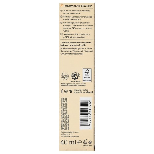 Peeling Enzymatyczny 3 Enzymy 40 ml do Twarzy Złuszczający Tołpa Sebio