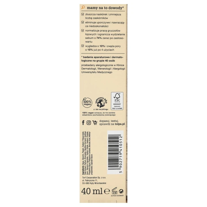 Peeling Enzymatyczny 3 Enzymy 40 ml do Twarzy Złuszczający Tołpa Sebio