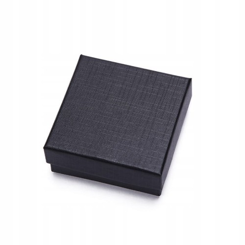 Pudełko na biżuterię 9*9cm czarne faktura lnu eleganckie pudełeczko prezentowe