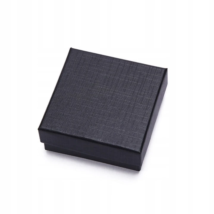 Pudełko na biżuterię 9*9cm czarne faktura lnu eleganckie pudełeczko prezentowe