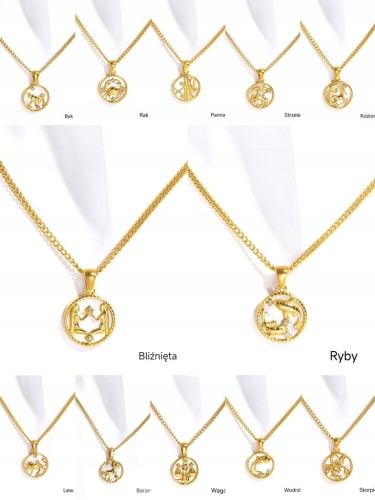 Naszyjnik znaki zodiaku masa perłowa ze stali złoty 316L damska na prezent