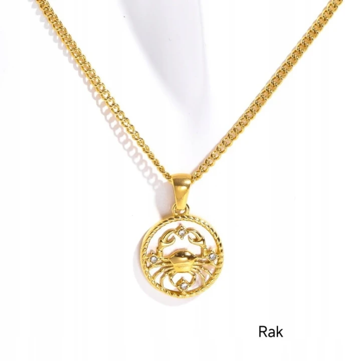 Naszyjnik znaki zodiaku masa perłowa ze stali złoty 316L damska na prezent