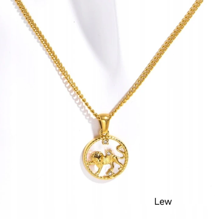 Naszyjnik znaki zodiaku masa perłowa ze stali złoty 316L damska na prezent