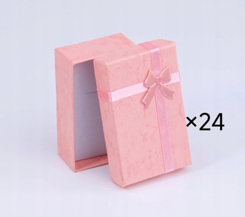 Pudełko na biżuterię 5×8cm różowe 24szt z kokardką zestaw prezentowe