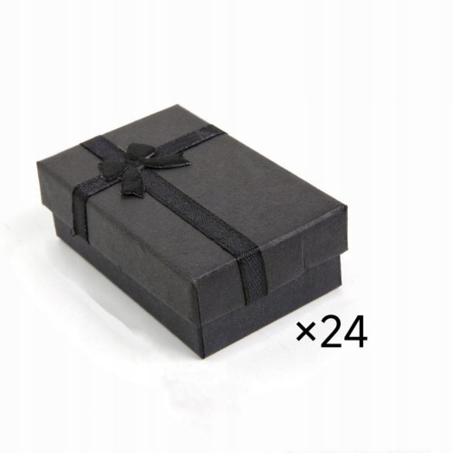 Pudełko na biżuterię 5×8cm czarne 24szt z kokardką zestaw prezentowe