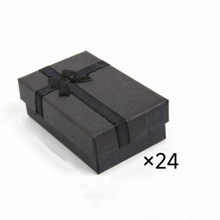 Pudełko na biżuterię 5×8cm czarne 24szt z kokardką zestaw prezentowe