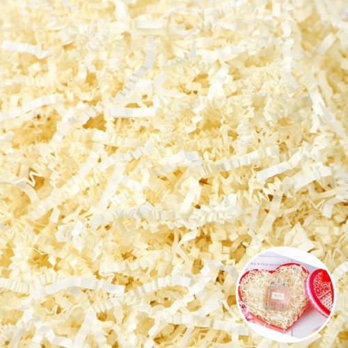 Wypełniacz papierowy kremowy wiórki 900g, sianko, prezent, sizzlepak, ECO