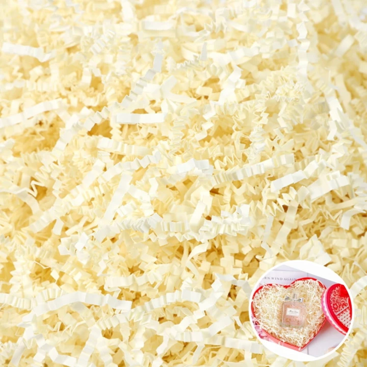 Wypełniacz papierowy kremowy wiórki 900g, sianko, prezent, sizzlepak, ECO