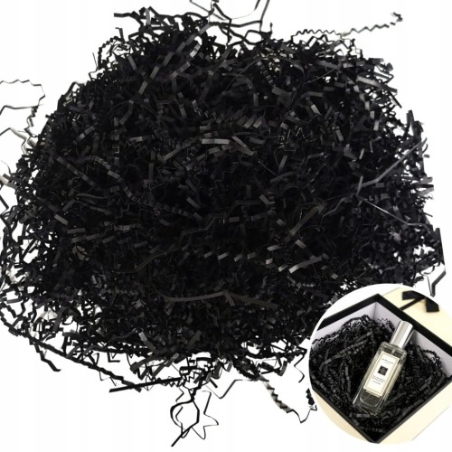 Wypełniacz papierowy czarny wiórki 900g, sianko, prezent, sizzlepak, ECO