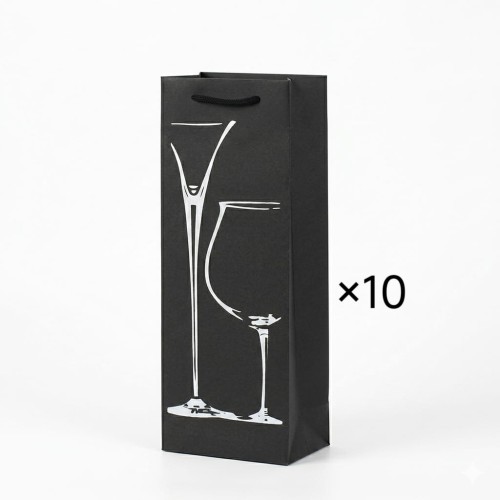 Torby na Wino 10szt Czarne 250GSM zestaw Mocne 35×9×9cm torebka papierowa