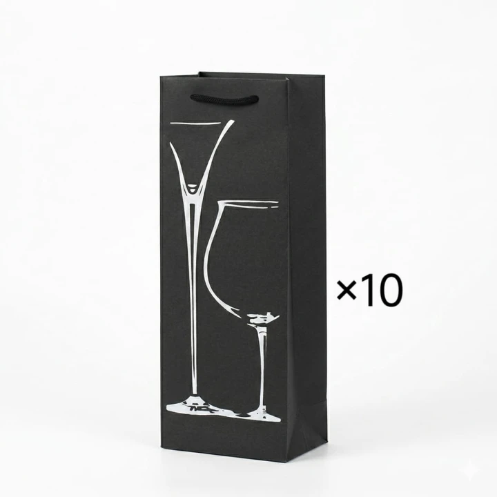 Torby na Wino 10szt Czarne 250GSM zestaw Mocne 35×9×9cm torebka papierowa