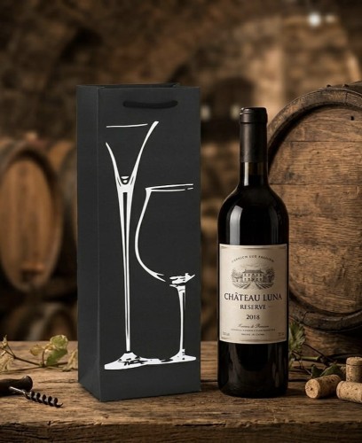 Torby na Wino 10szt Czarne 250GSM zestaw Mocne 35×9×9cm torebka papierowa