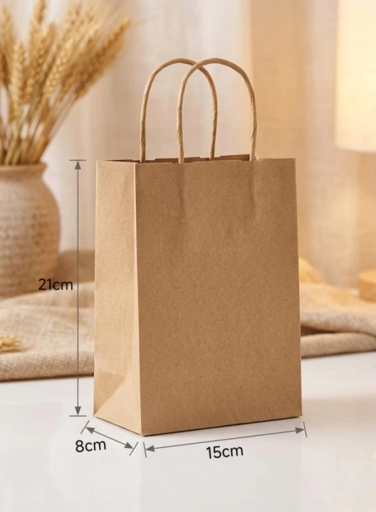 TORBY PAPIEROWE 50szt. Brązowe 120GSM PREMIUM 15x8x21cm ZAKUPOWE PREZENTOWE