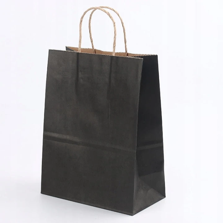 TORBY PAPIEROWE 50szt. Czarne 120GSM PREMIUM 26x12x33cm ZAKUPOWE PREZENTOWE