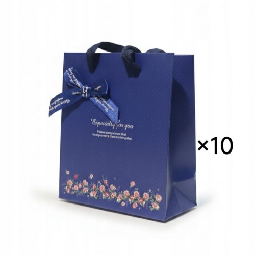 TORBY PREZENTOWE z kokardką z kwiatami 14x6.7×16cm 230GSM na PREZENT 10szt.