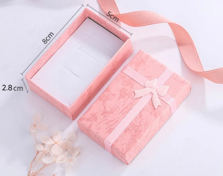 Pudełko na biżuterię 5×8cm różowe 1szt z kokardką zestaw prezentowe