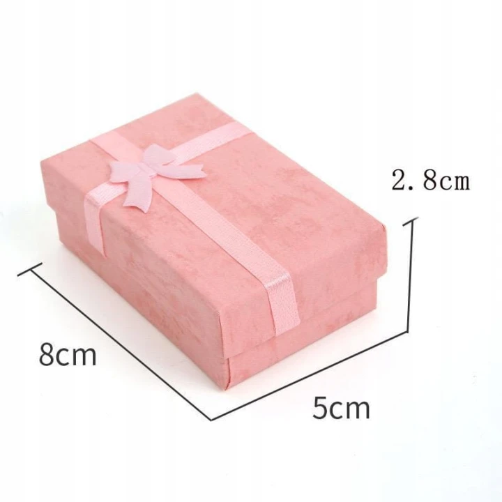Pudełko na biżuterię 5×8cm różowe 1szt z kokardką zestaw prezentowe
